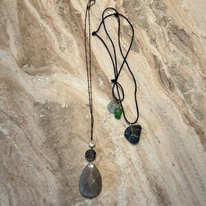 BUNDLE Elegant Silver and Green Pendant Necklace